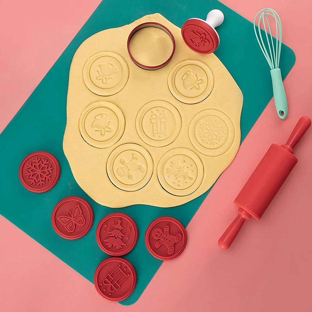 

Fluted Cookie Stamp Biscuit Mold Christmas Decorative Kitchen Tools Reusable Cookie Stamp Silicone Chocolate Molds