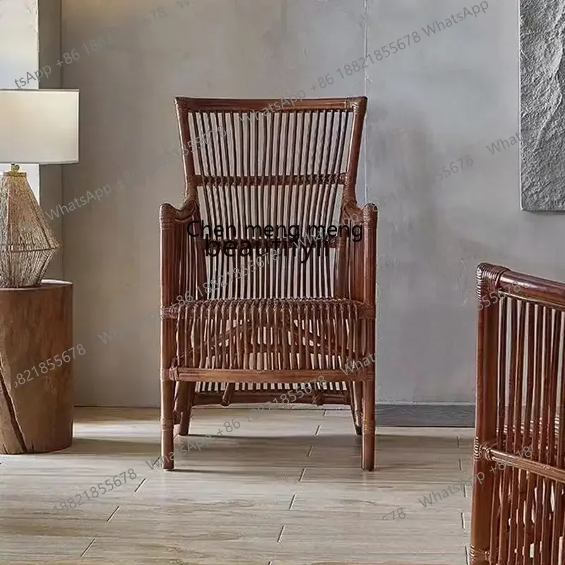 P178 Outdoor Dining Table and Chairs Natural Japanese Rattan Dining Chairs Homestay Home Balcony Terrace Lounge Chairs