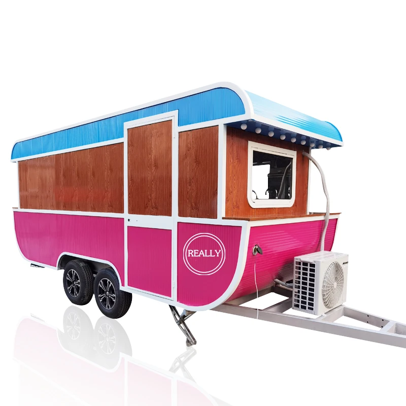 Commercial Towable Food Trailer Street Mobile Kitchen Outdoor Food Vending Truck for Sale Ice Cream Bubble Tea Cart for Sale