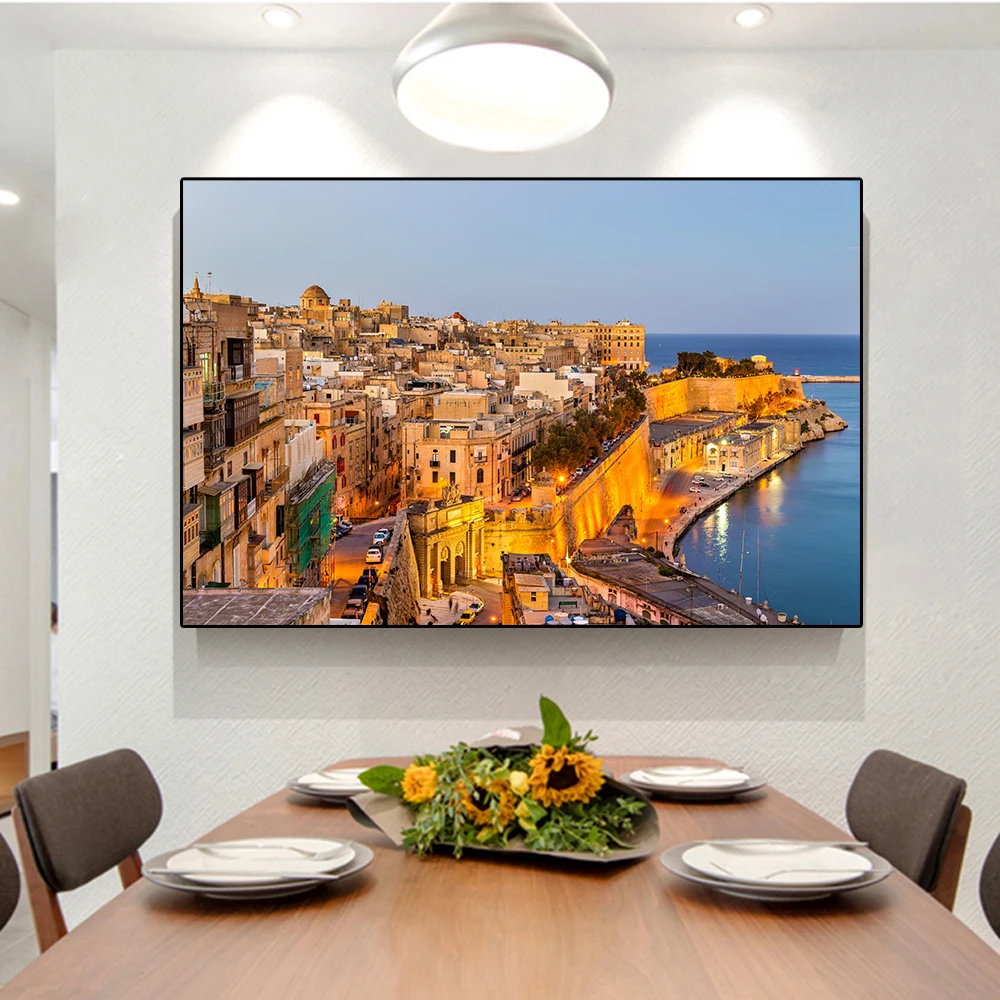 Malta Island Travel Canvas Painting Water City Landscape Pictures Posters and Prints Beach Seascape Wall Art for Living Room