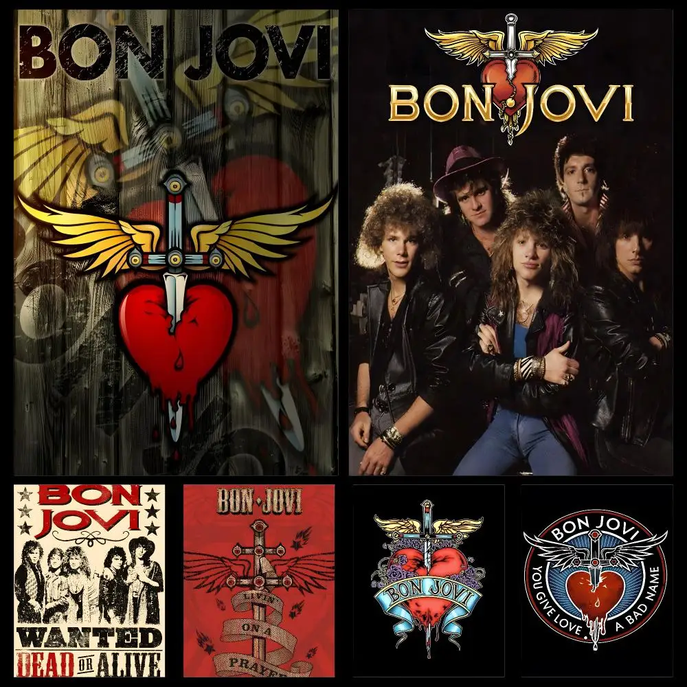 Band Bon Jovi Slippery When Wet Rock Poster PP Self Adhesive Decorative HD For Garage Gaming Room Living Room Gift