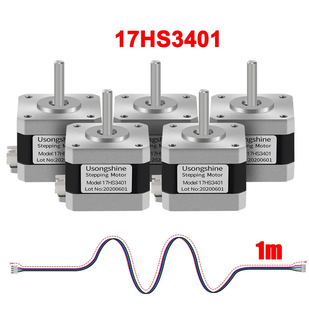 

5pcs Nema 17HS3401 Stepper Motor 17HS3401S for Extruder 4-Lead Nema 42 Motor 12V/24V 3D Printer Motor For CNC Laser Printer Part