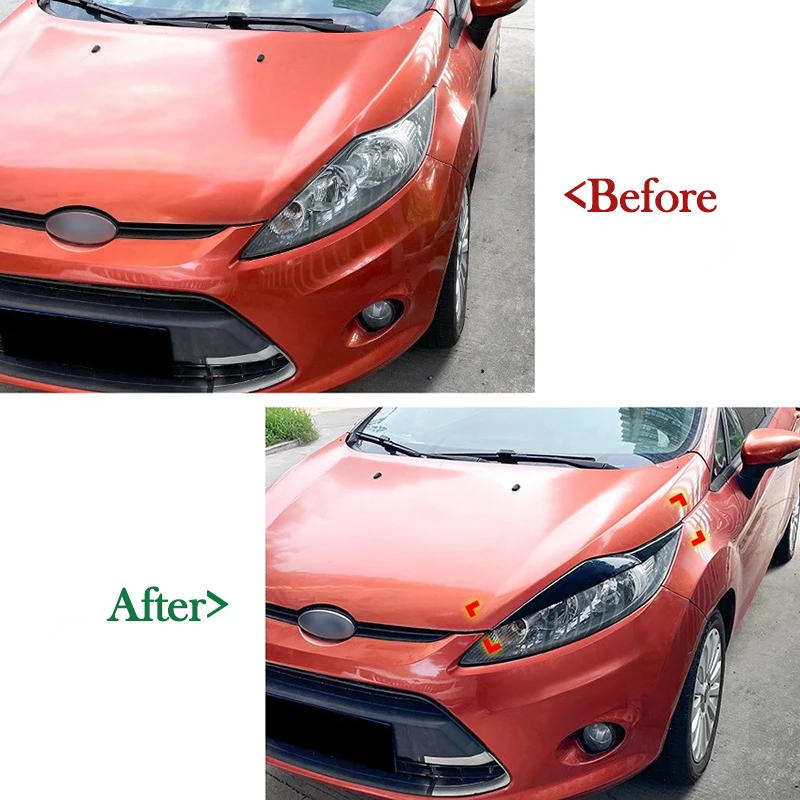 ABS Material Car Front Headlight Eyebrows for Ford Fiesta MK 6 MK 7 2008-2012 Auto Aftermarket Parts Cross-Border Modifications