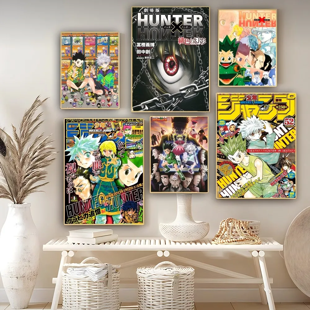 Anime Hunter X Hunter Vintage Posters Sticky Retro Kraft Paper Sticker DIY Room Bar Cafe Kawaii Room Decor