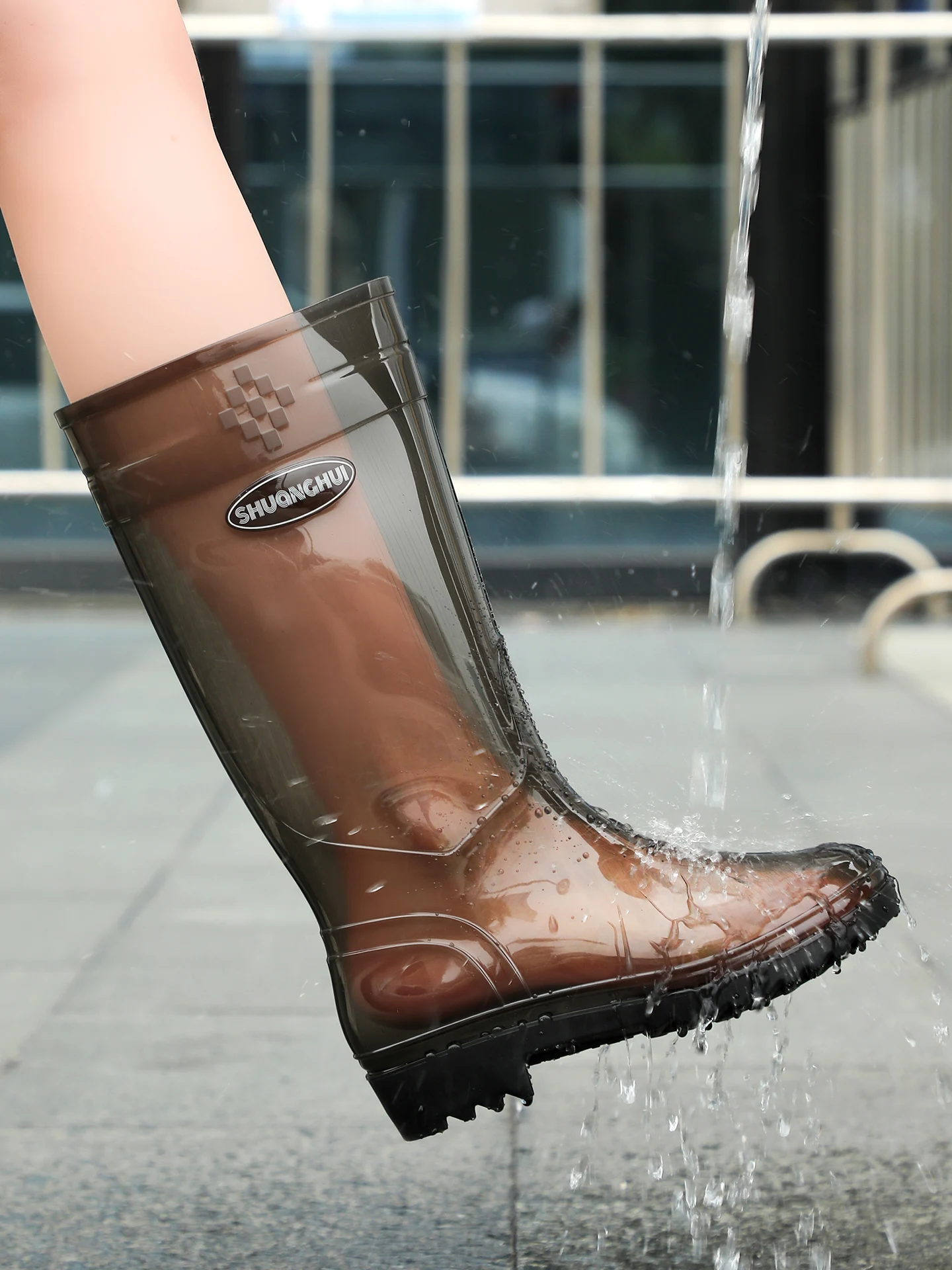 Quick Dry Crystal Rain Boots Women's Anti-Slip High Tube Water Gel Shoes No Inner Net Cloth Water Boots Women Waterproof Shoes