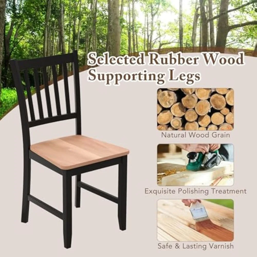 Dining Chairs Set of 4, Mid Century Modern Dining Room Chairs with Solid Rubber Wood Legs and Curved Backrest, Kitchen Chairs f