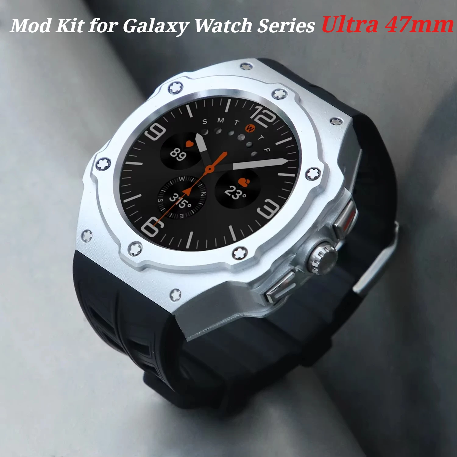 luxury-metal-modification-kit-for-samsung-galaxy-watch-ultra-2026-47mm-carbon-case-rubber-strap-for-galaxy-watch-ultra-2025-47mm