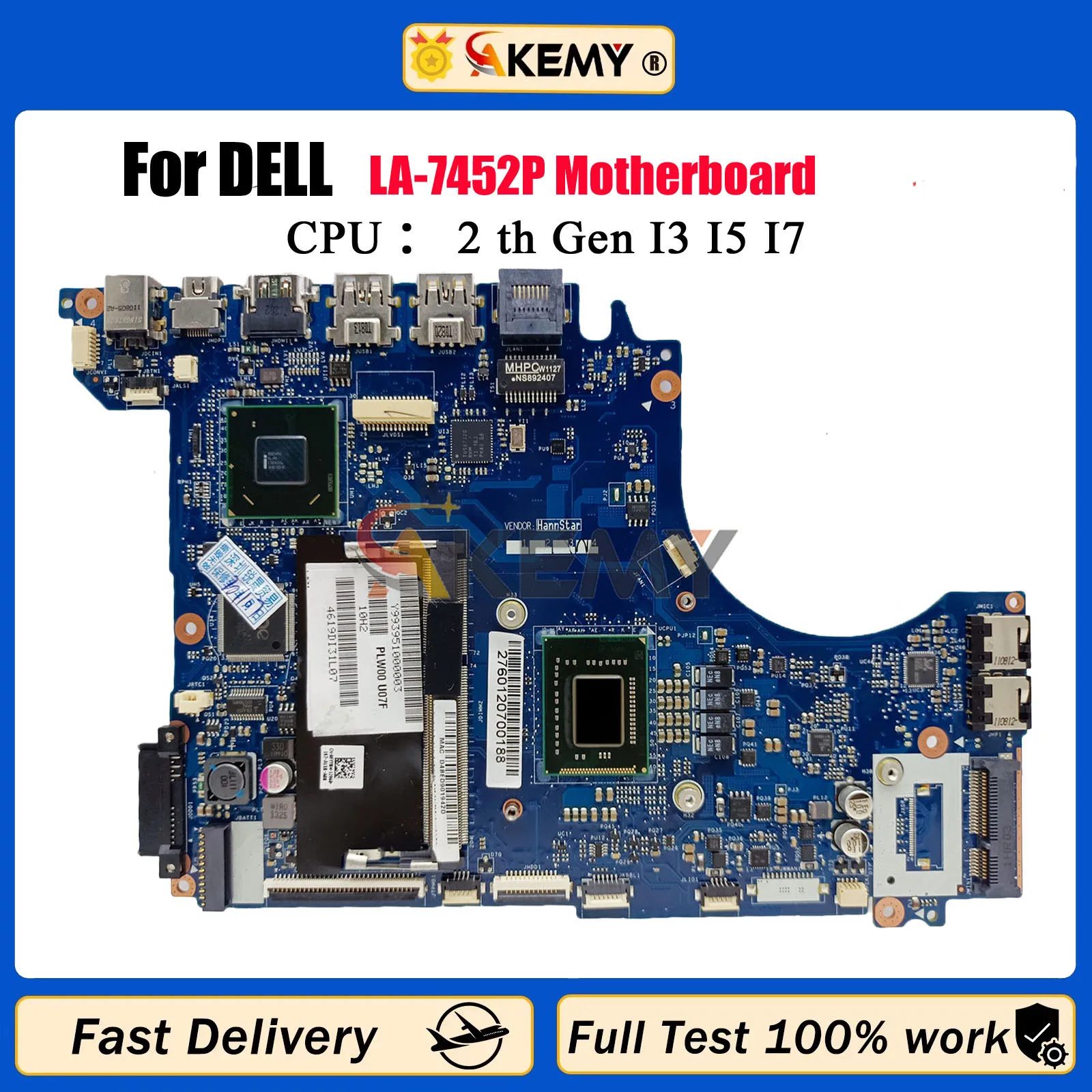 

CN-0V83FX 0V83FX CN-0FYY8M Mainboard For DELL XPS 14Z L412Z Laptop Motherboard with i5 i7 CPU PLW00 LA-7452P 100% Fully Tested