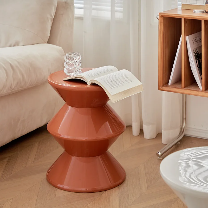3 Tires Small Low Plastic Round Stool For Household Office Living Room Shoe Changing Nordic Creative Plastic Hourglass JJ1747