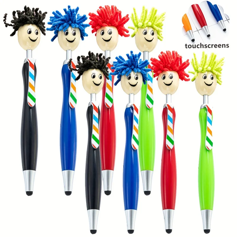 

4/8-упаковка шариковых ручек с шваброй, забавные плюшевые стилусы с сенсорным экраном, портативные, милые, многофункциональные ручки для подписи, офисные