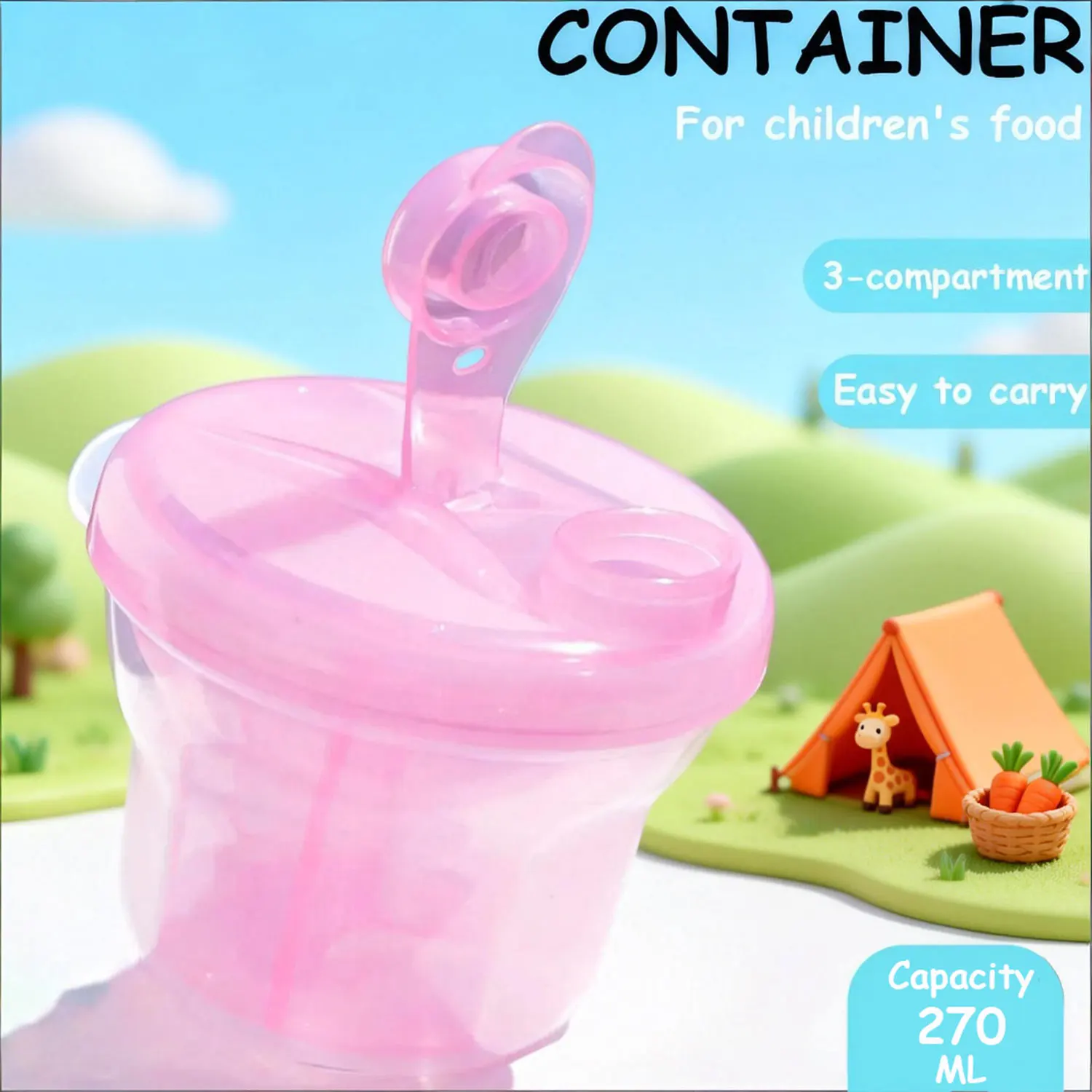 

Tri-compartment formula storage box Portable storage container BPA-free food container Baby food organiser Portable design