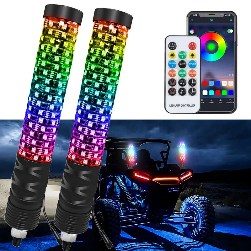 2FT 60CM RGB Car Led Rock Light LED Decorative light app Atmosphere light for Motorcycle ATV Pickup cross-country racing vehicle