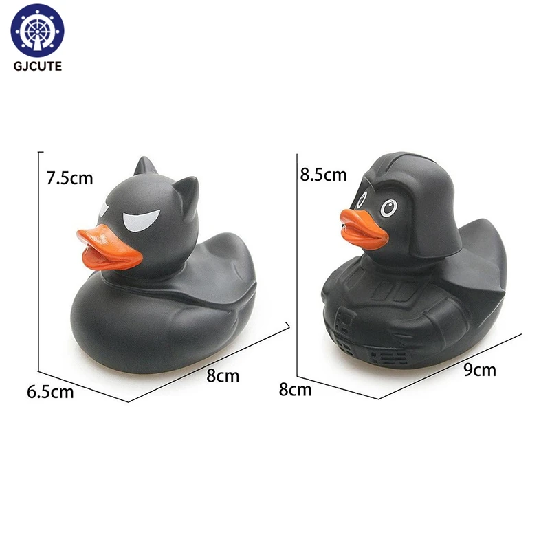 1Pcs Black Rubber Duck Dashboard Decorations Ornament Cute Duck Cool Gentleman Hat Swim Ring Children\'s Bath Toy