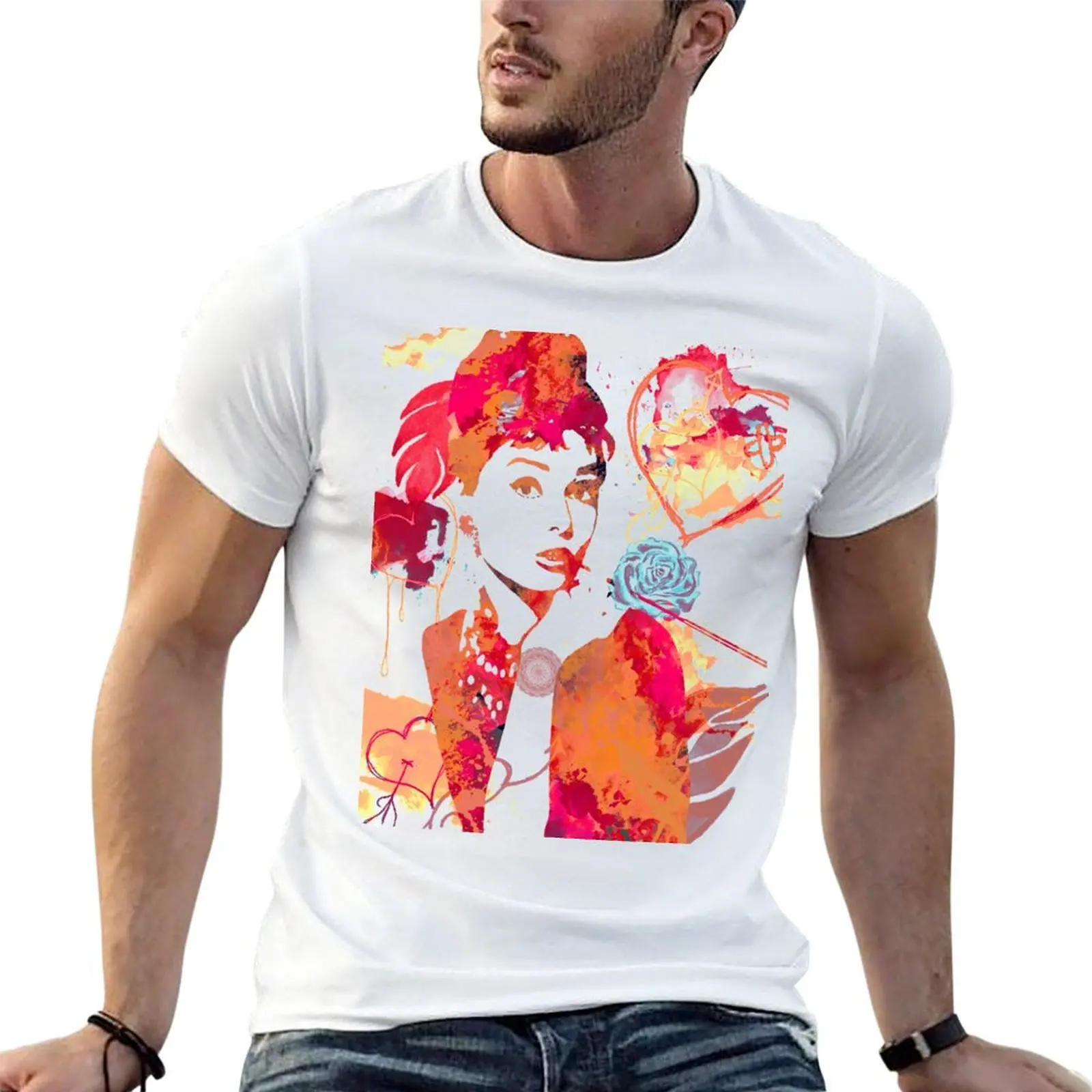 

Audrey Hepburn T-Shirt t shirts for man slim fit t shirt man designer black cotton t-shirt plain for man package T-shirt