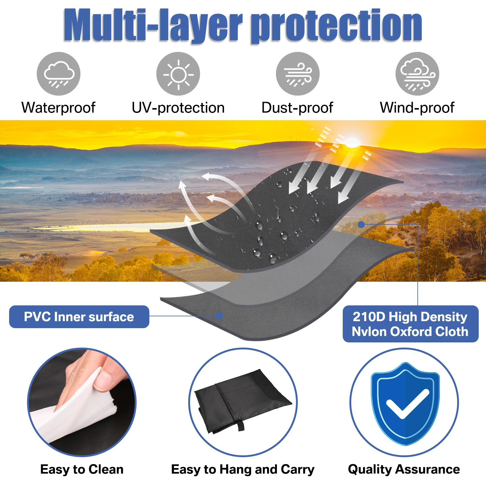 Funda sombrilla exterior impermeable Oxford 210D con varilla - imagen 5