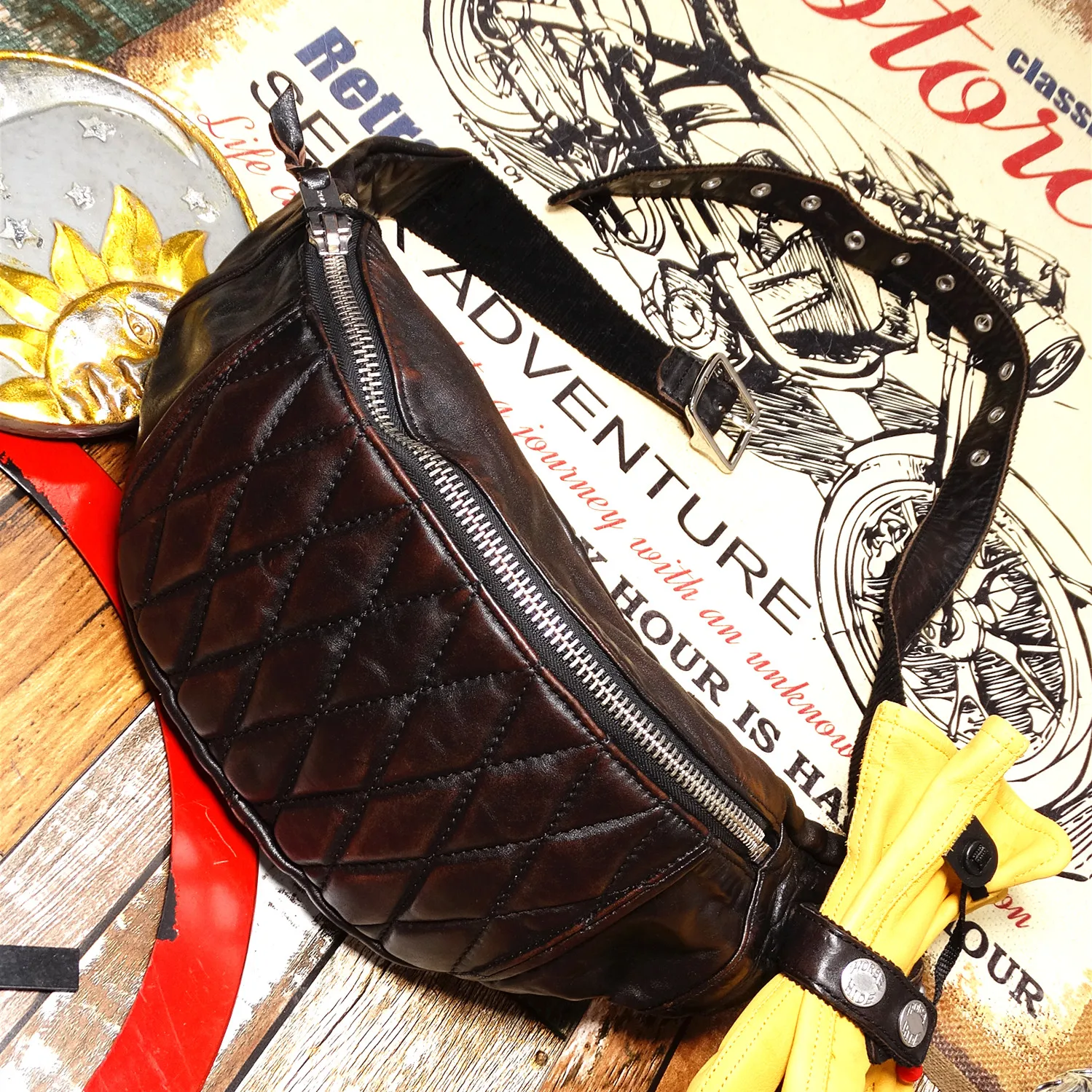 

Винтажная кожаная мотоциклетная сумка Tea Core, складная повседневная сумка через плечо с четой для телефона для мужчин и женщин