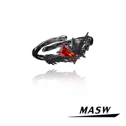 MASW Original Design Hiphop Cool Hot Girl Style Red Crystal Black Bird Rings For Women Party Gift Modern Jewelry Accessories