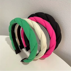 Headbands de esponja sólida para mulheres, dentes trançados, faixa de cabelo sem deslizamento para meninas, senhoras Twist Hair Hoop, Headwear, acessórios para chapéus, moda