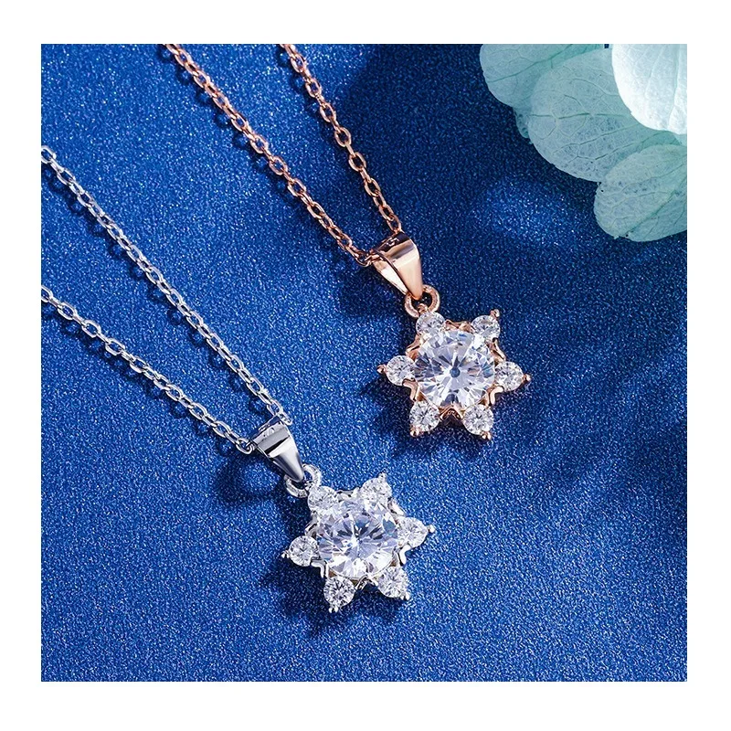 

Новое колье-снежинка с бриллиантами на День святого Валентина, романтический подарок для девушки