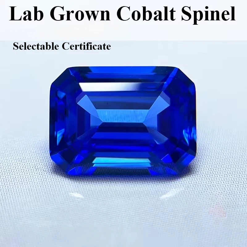 Smaragdschliff, im Labor gezüchteter Kobalt-Spinell, VVS1, loser Edelstein für die Herstellung von Schmuck und DIY-Anhängern, wählbares Zertifikat – Detail 1