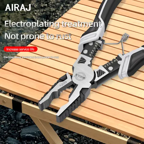 AIRAJ 8 tums multifunktionell diagonaltång 9 tums spetsig spetstång hårdvara Verktyg trådtänger, 3 st elektrikertänger 8 best sales multifunktionstång - №5