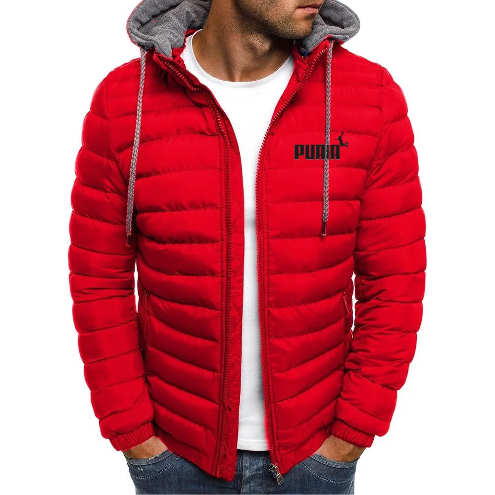 2024 Men\'s Warm Hooded Windproof Down Jacket Street Fashion Casual Brand Men\'s Outer Zipper Parka