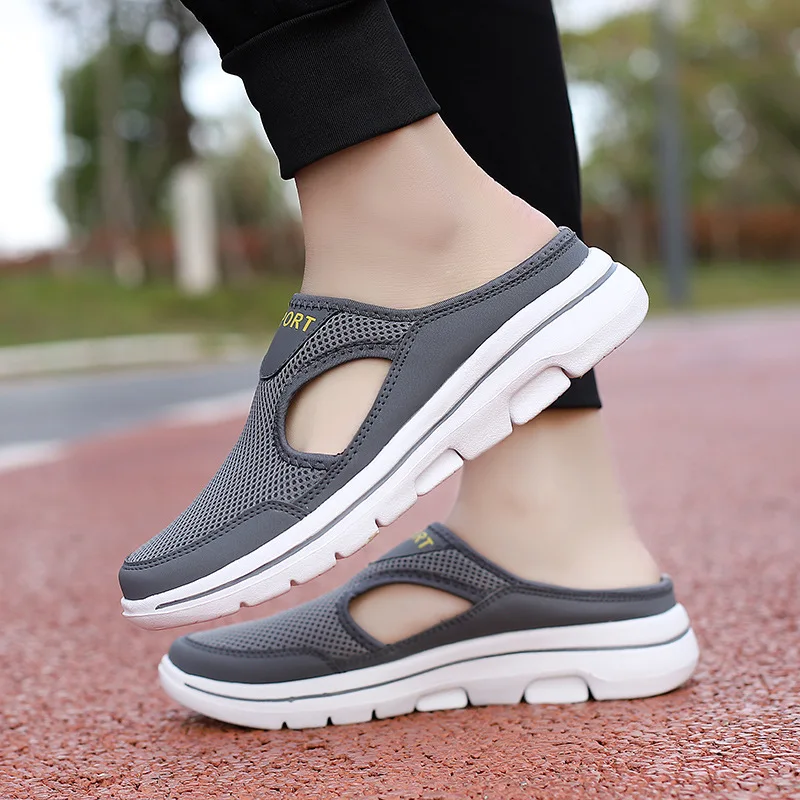 

Mens Slippers Mesh Breathable Women Slippers Couple Flat Mules Shoes Lightweight Slip on Casual Shoes Outdoor Sandals Men MSH029