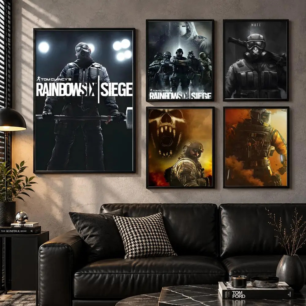 Tom Clancy's Rainbow Six Siege Tactical FPS Combat Poster Self-Adhesive Unframed Fashion Wall Prints for Office & Home Decor