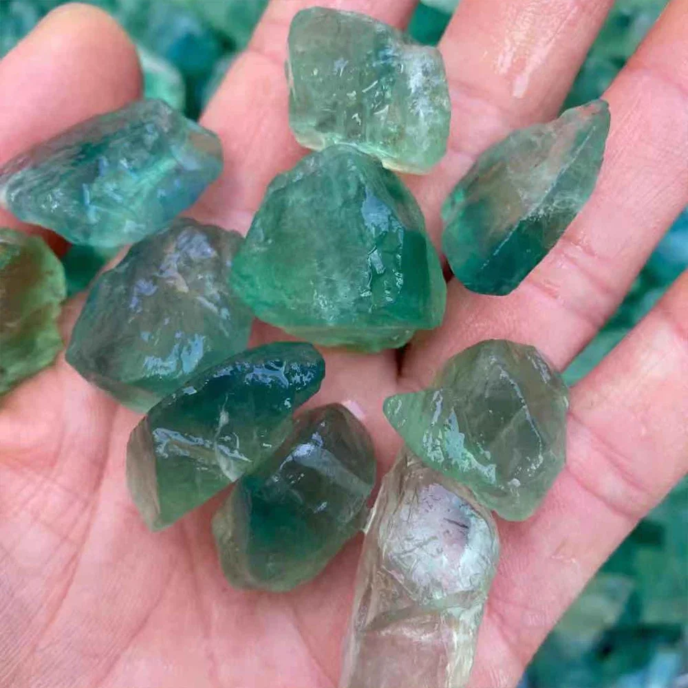 Natural Raw Rough Green Fluorite Quartz Crystal Healing Diffuse Crystals Stone Mineral Specimen Garden Home Decor Ornament