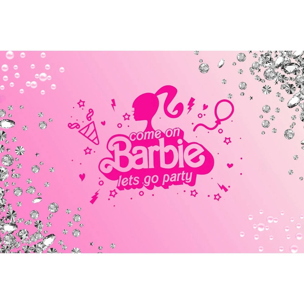 Barbie Party Backdrop Pink Photography Background Glamour Girl Lady Birthday Party Banner Cake Table Decoration Decor