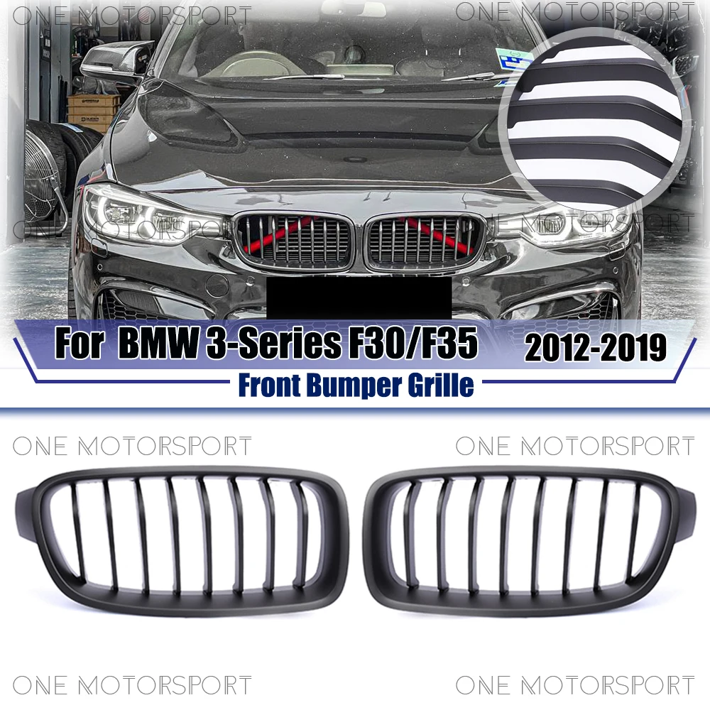 

Матовая черная решетка переднего бампера, однолинейный стиль, гоночная решетка, решетки бампера для BMW 3-Series F30 F35 2012-2019
