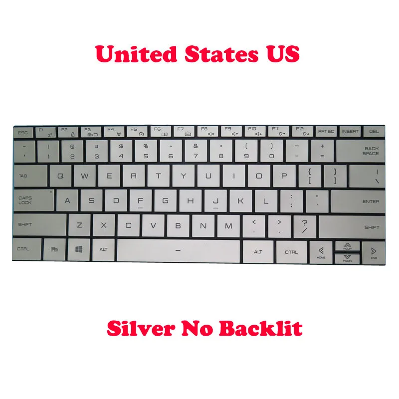 

Silver Laptop No Backlit Keyboard For Tongfang PF4MN2F PF4MU1F PF4NU1F PF4PU1F PF4WN2F PF4WN3F PF4WU1F 14' United States US New