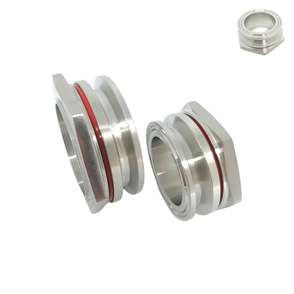 Weldless Bulkhead Fitting 1.5" 2" TC 304 Stainless Steel Sanitary Tri Clamp Homebrew Kettle Water Tank Aquarium Pipe Connector