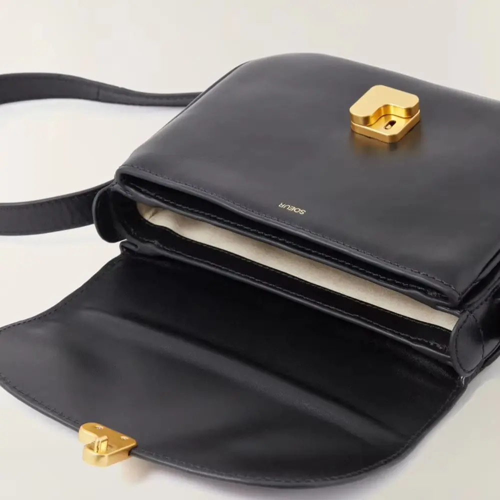 Women's Leather Mini Square Bag: Soft, Durable, Compact, Button Closure, Shoulder or Crossbody Bag view 5