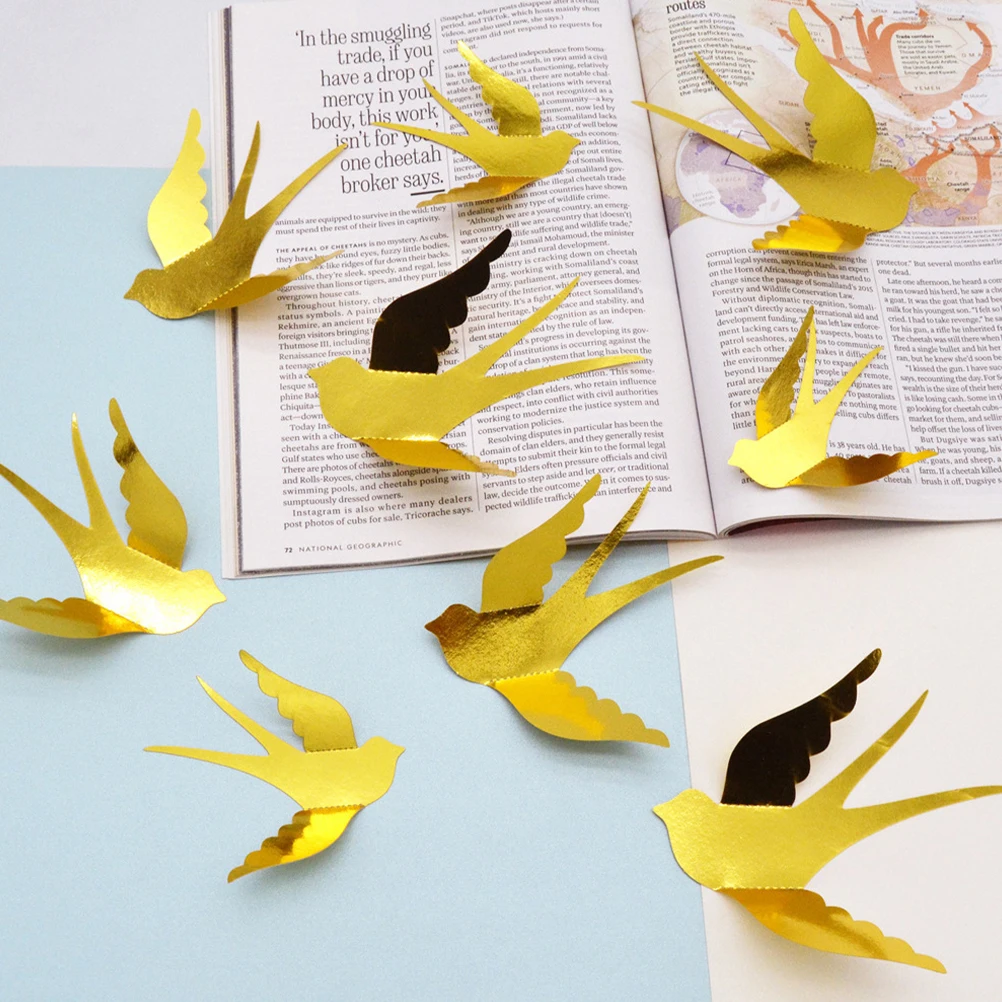 

36 Pcs Wall Art Metal Swallow Decoration Ornament Living Room Home Paper Boho Office