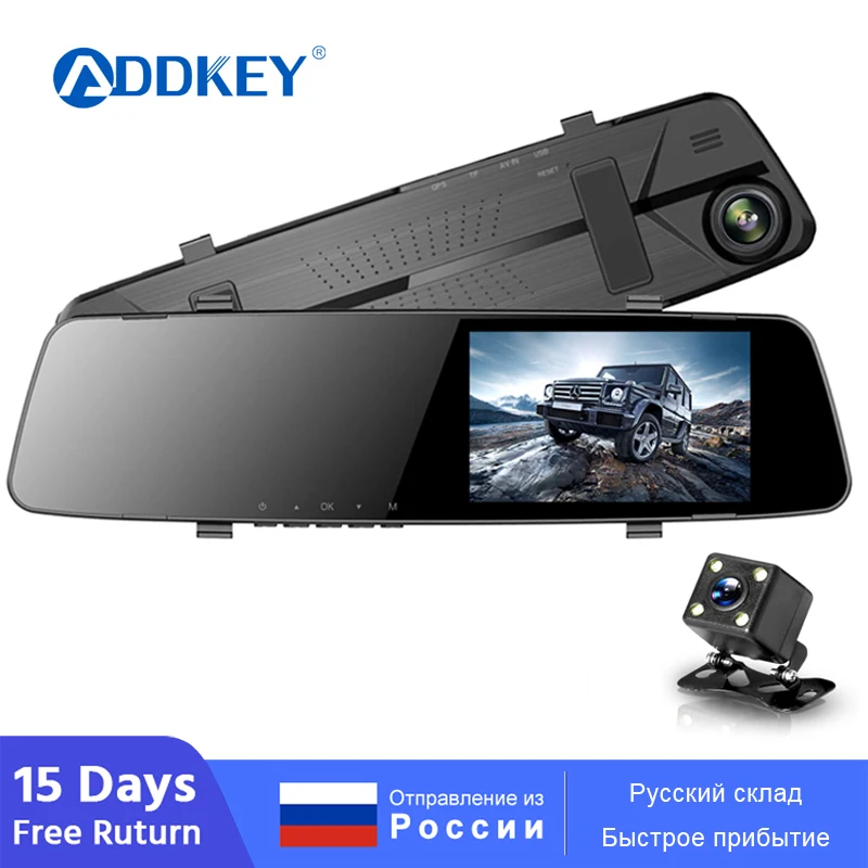 

Car Dvr HD 1080P Mirror Video Recorder Lenns 1200Mega Dashcam Video Recorder With Rearview Mirror Time&Date Display dash cam car