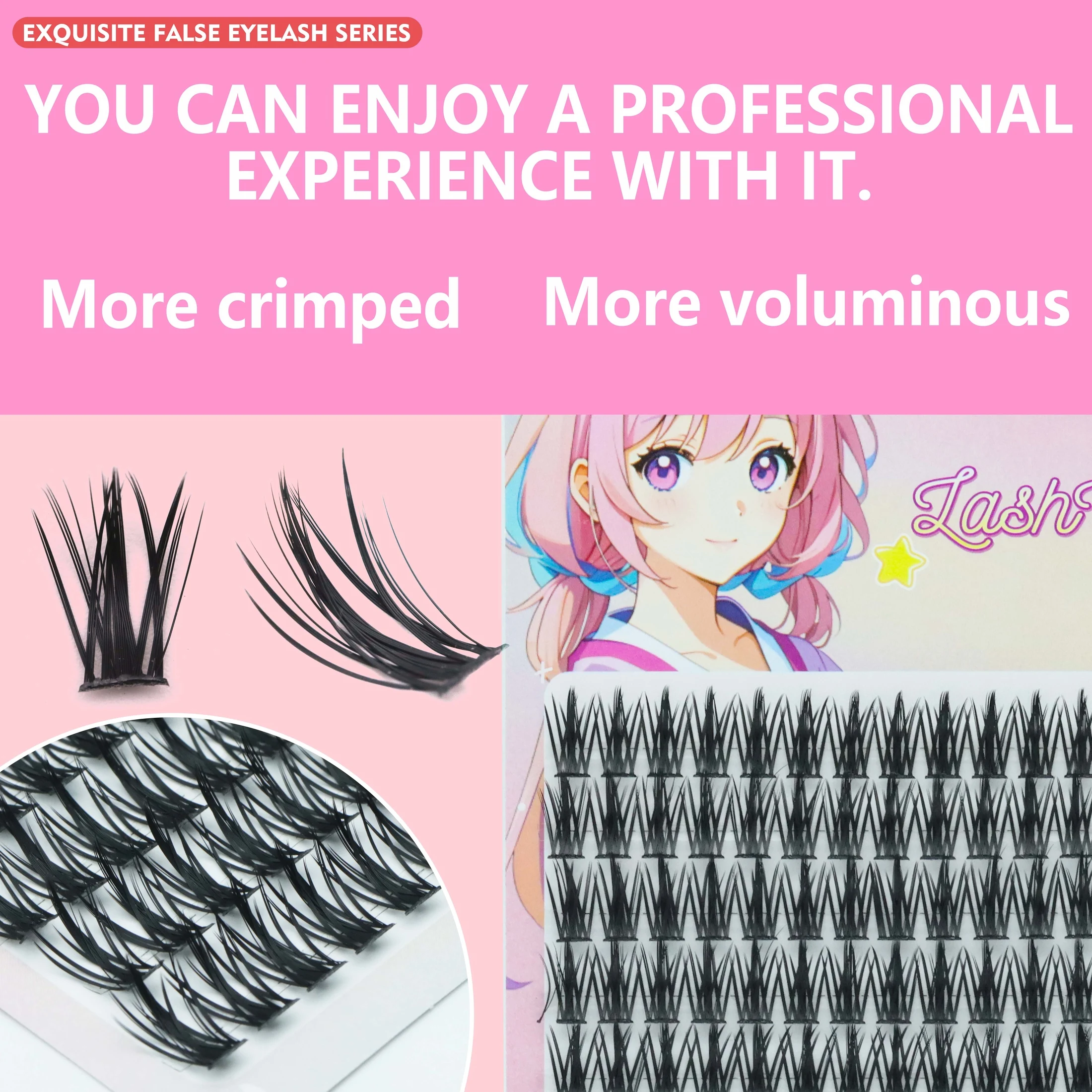 Kit de pestañas postizas de 160 racimos para Cosplay, pestañas postizas finas naturales con pegamento y pinzas, herramientas de extensión de pestañas DIY, punta de trigo