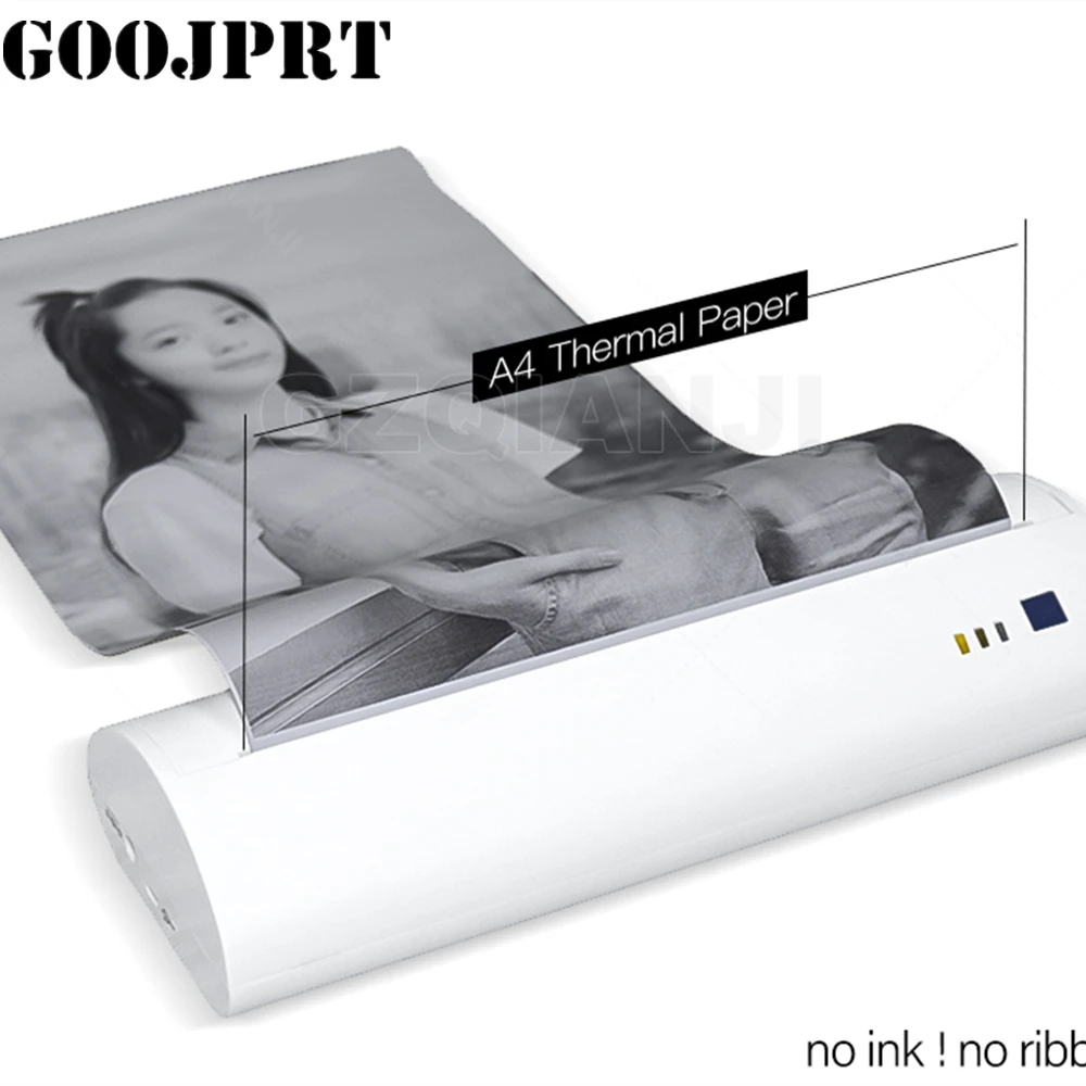 A4 Portable  Thermal Printer Mobile Printer Support Pdf Documents Photos Ios Android Pc Usb Port Built-in Battery