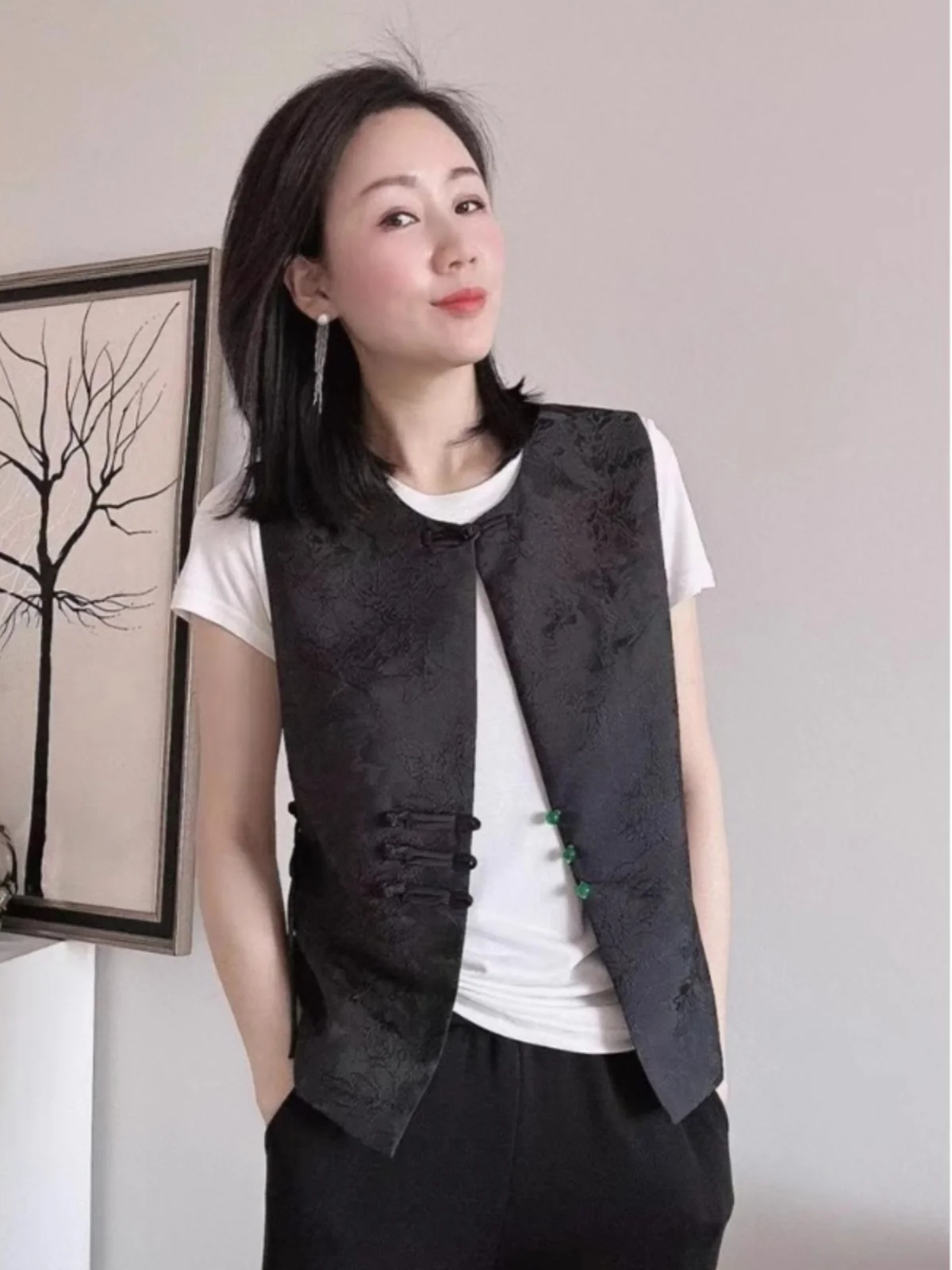 

Женский жилет на пуговицах в китайском стиле в стиле ретро, летний высококачественный жилет Svel в национальном стиле с вышивкой, верхняя одежда, топ