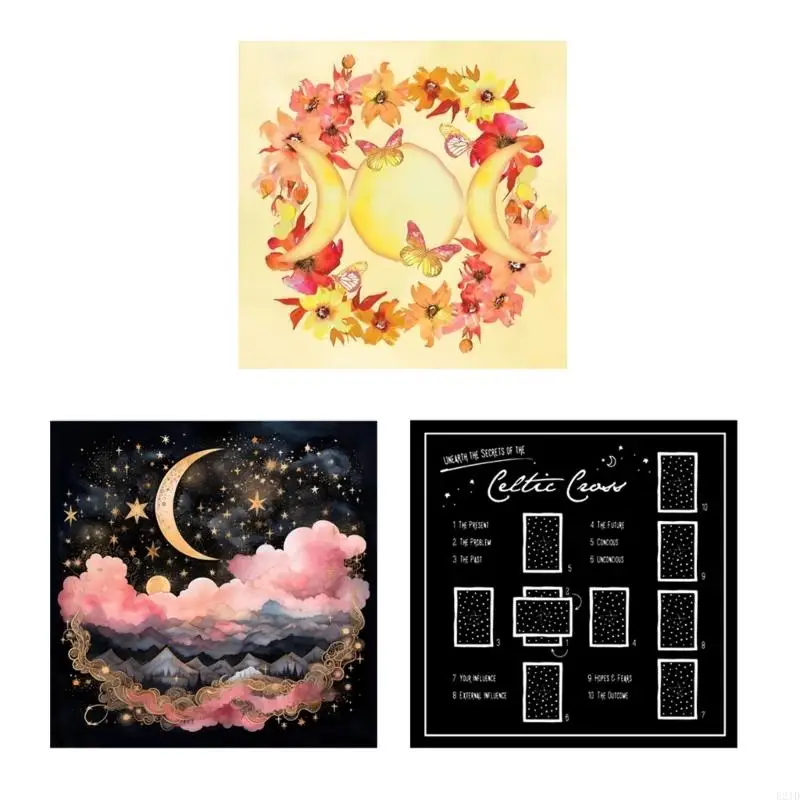 

Tarots Tablecloth Tapestry Moon Flower Pattern Altars Cloth Witchcrafts Supplies