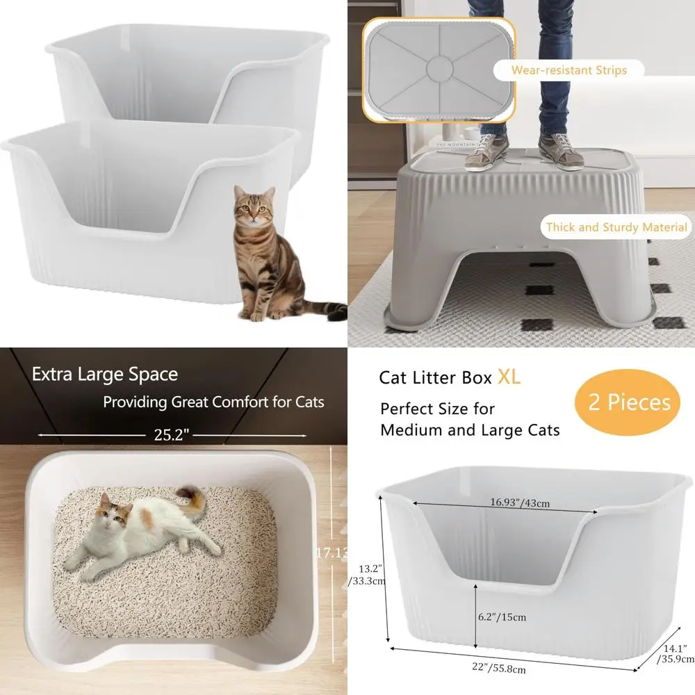 صندوق نفايات كبير الحجم مع جوانب عالية للقطط المتعددة - سهل التنظيف، التحكم في الرائحة، مضاد للرش، سعة كبيرة لراحة الحيوانات الأليفة #1