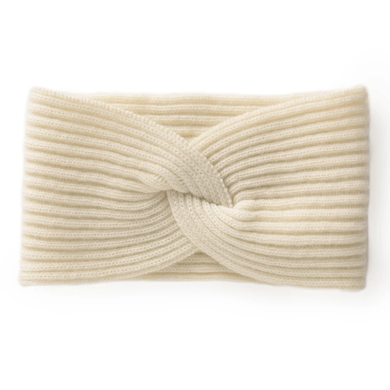 Women's Winter Fashion Cashmere Solid Color Cross Knitted Hairband Elastic Headband Stylish Hair Accessory