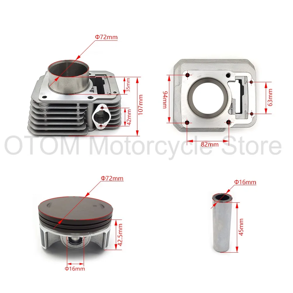 For ZONGSHEN ZS172FMM-3A CB250-F ZS172FMM-5 PR250 Motorcycle Cylinder Kit 72mm Cylinder Block Piston Pin Ring Gasket KEWS Engine