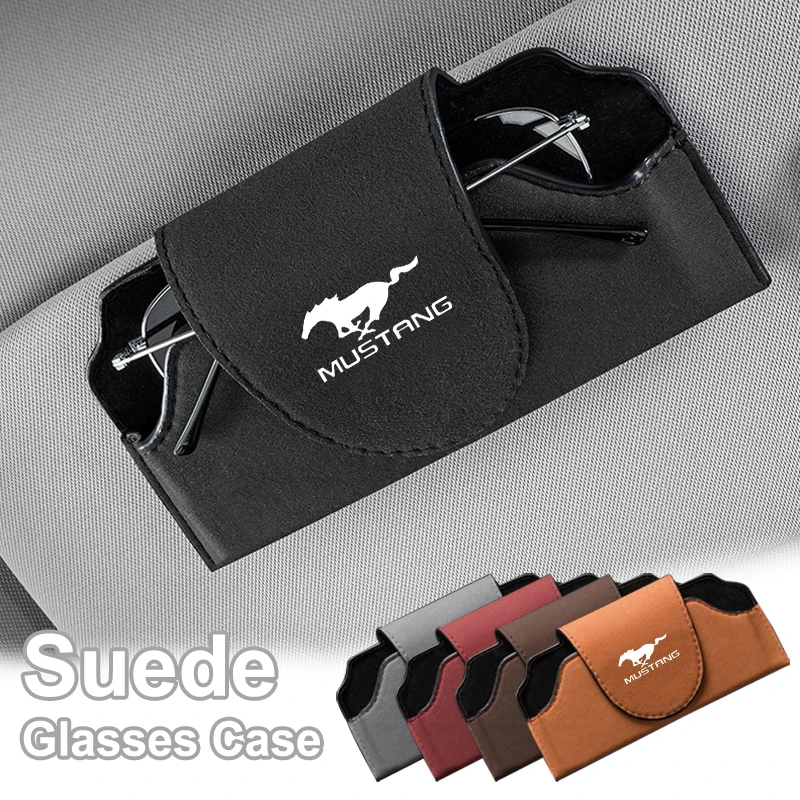 

New Suede Auto Sunglasses Clip Box Card Interior Decoration Ticket Holder For Ford Focus Mustang GT SHELBY ST LINE STLINE Mondeo