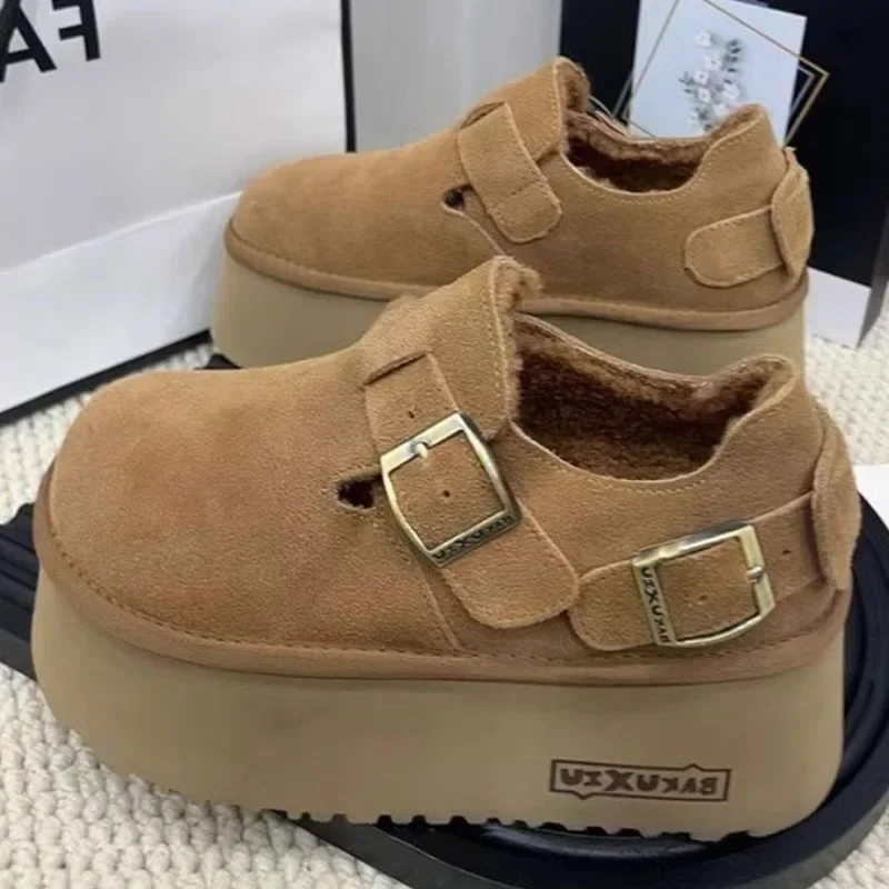 أحذية الثلوج النسائية جولة اصبع القدم مبطنة بالصوف سميكة القاع أحذية منصة المطاط وحيد الصيف عارضة بلون الأحذية الكبار #2