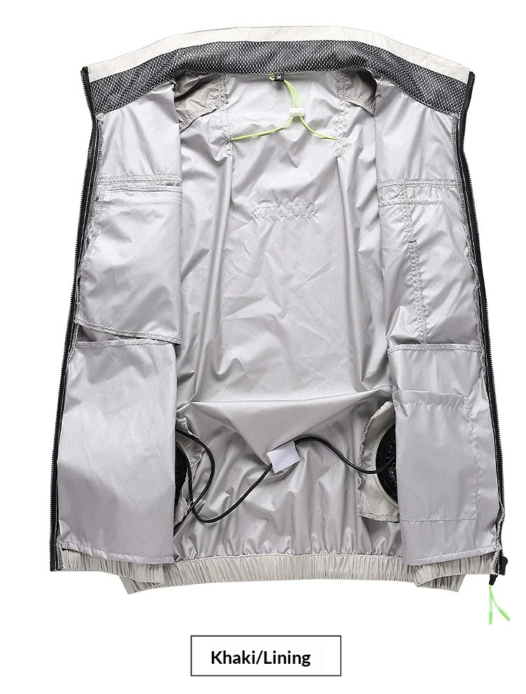 Unisex USB Cooling Vest With Wearable Fan 13 Hours Working Air Conditioned Short Sleeve For Outdoor Work Fishing Heat Relief