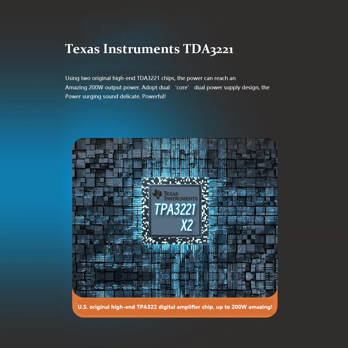AMPLIFICADOR DE POTENCIA Digital de alta fidelidad, Bluetooth 5,2, 200W, potencia de salida, amplificador HIFI sin pérdidas, Chip amplificador Dual TDA3221