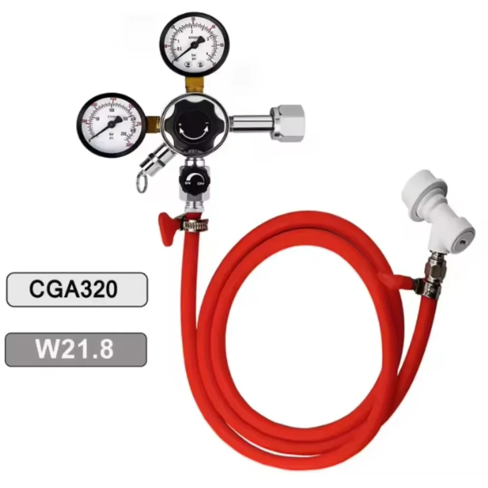 

W21.8/CGA320 Регулятор давления бочонка для домашнего пивоварения с шаровым замком, трубка из газированного ПВХ, шланг, регулятор Co2, комплект газопроводной линии для пива