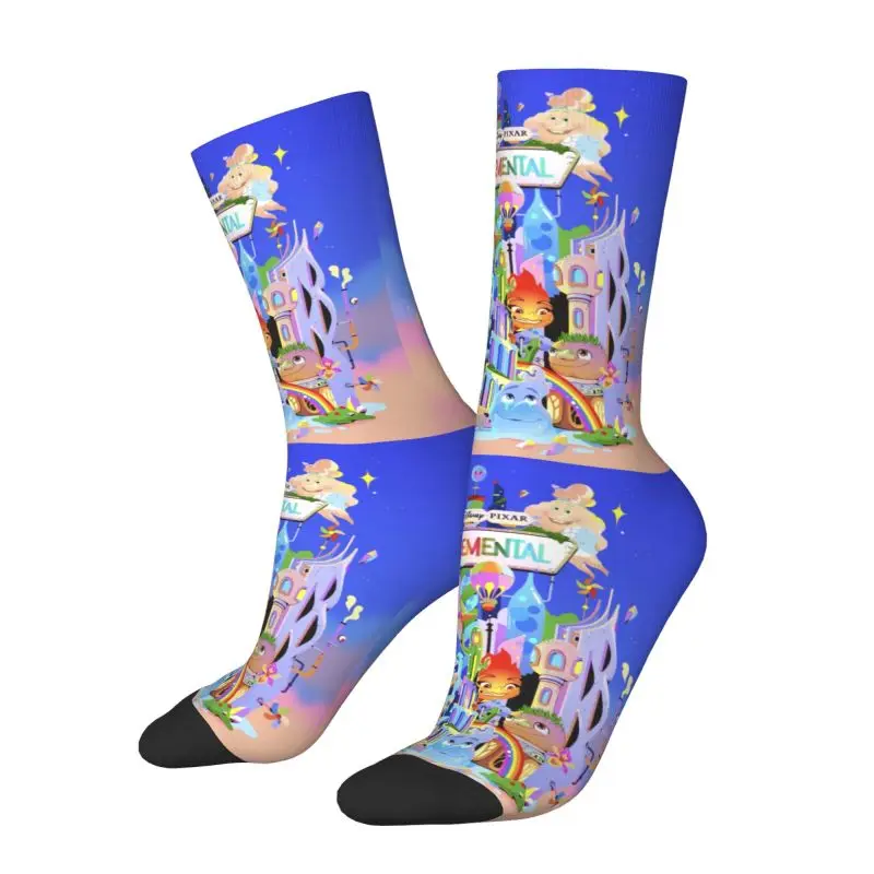 Custom Cool Printing Elemental Film Socks for Men Women Stretch Summer Autumn Winter Cinder Lumen Crew Socks