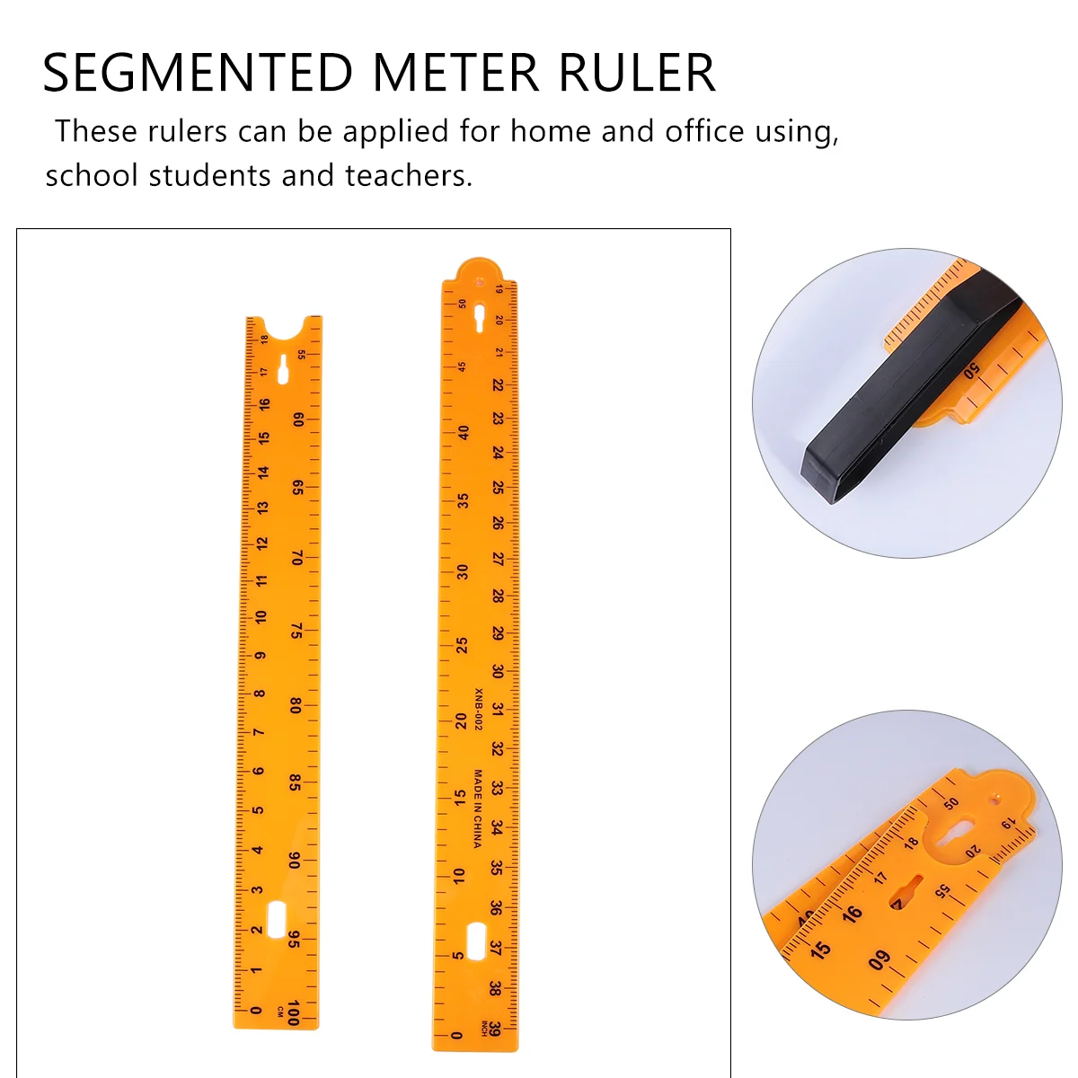 Sectional Ruler Math Teaching Meter Stick Yellow Handle Clear Calibration Measuring Tool for Drawing